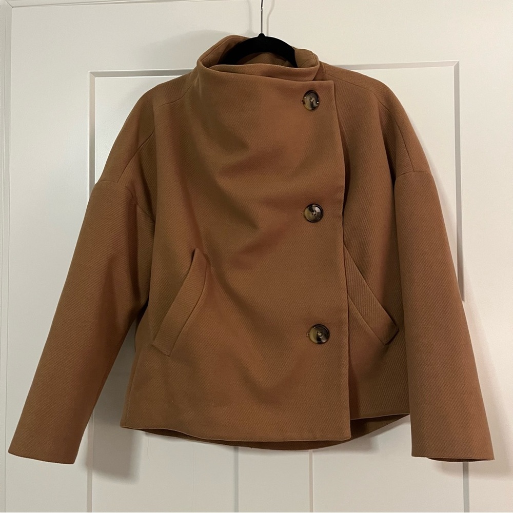 Camel cowl neck Anthropologie coat